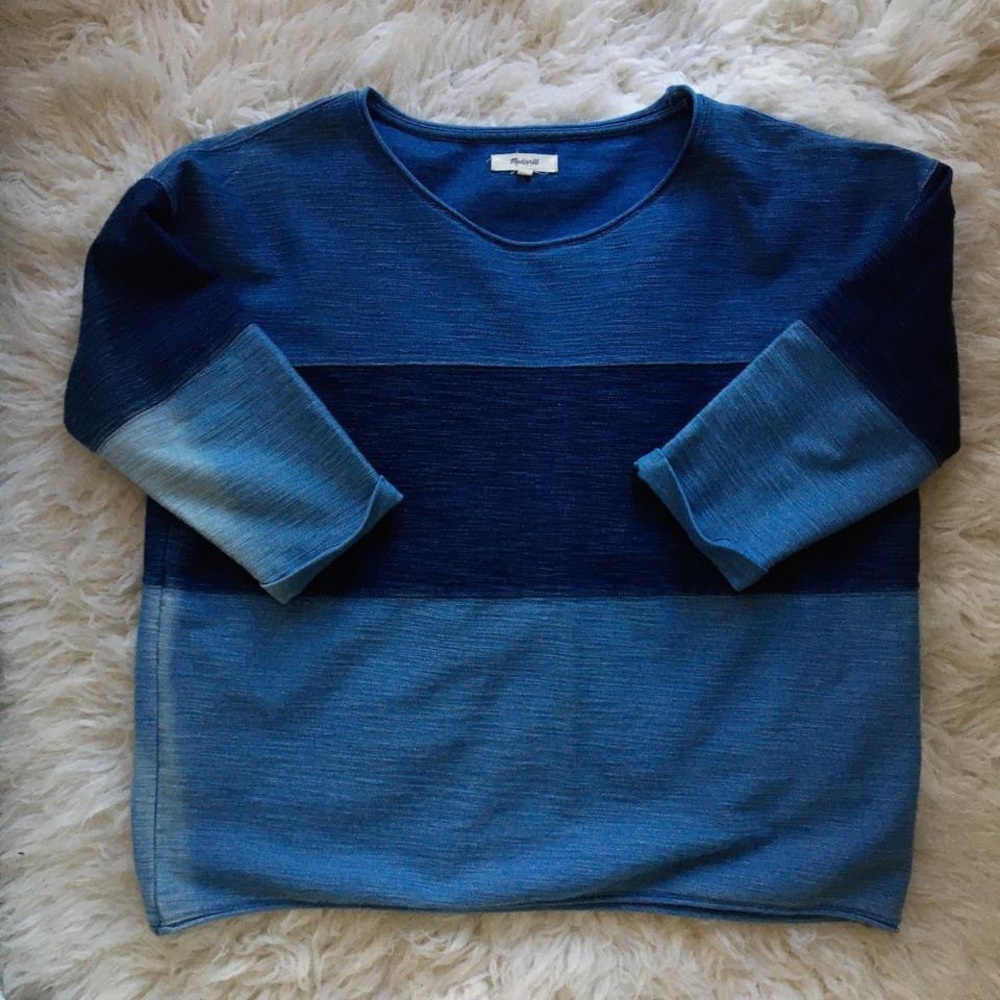 Madewell denim color block chunky 3/4 sleeve